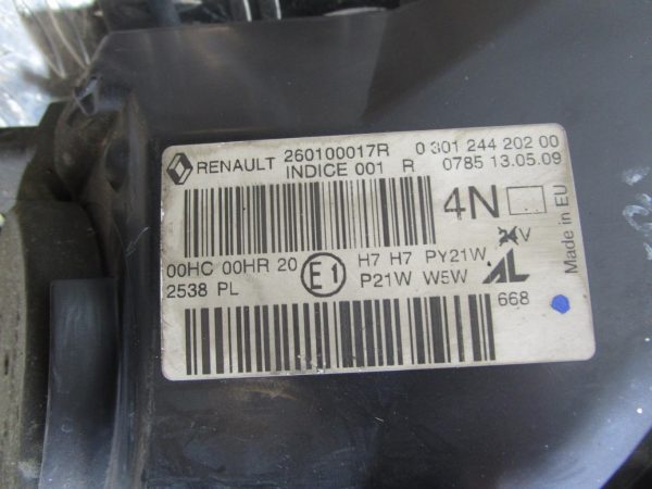 Optique avant principal gauche (feux)(phare) RENAULT MEGANE 3 PHASE 1 – 260100017r