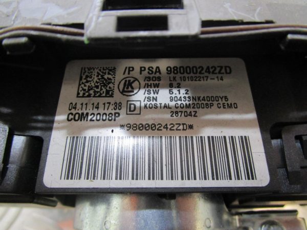 Com (Bloc Contacteur Tournant+Commodo Essuie Glace+Commodo Phare) PEUGEOT 508 1 PHASE 1 BREAK – 98000242zd