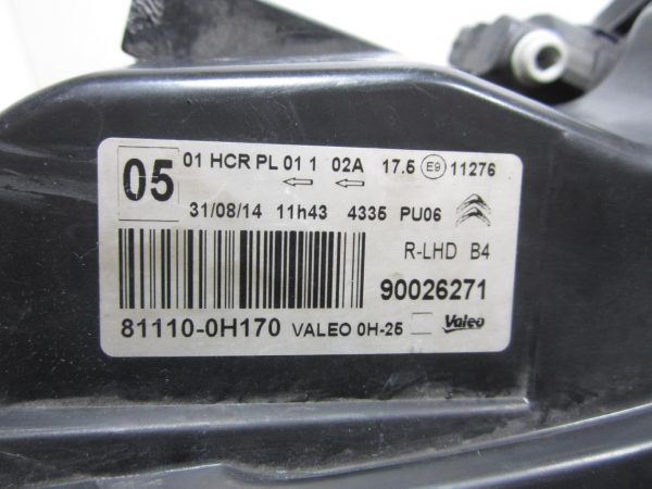 Optique avant principal droit (feux)(phare) CITROEN C1 2 – 90026271