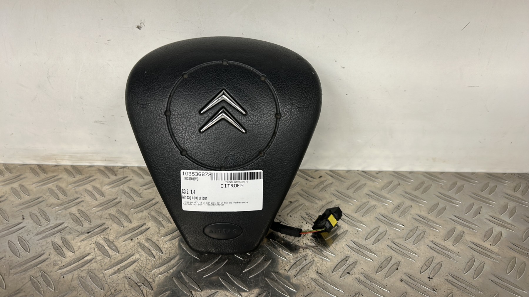 Air bag conducteur CITROEN C3 1 PHASE 2 – 96380009VD