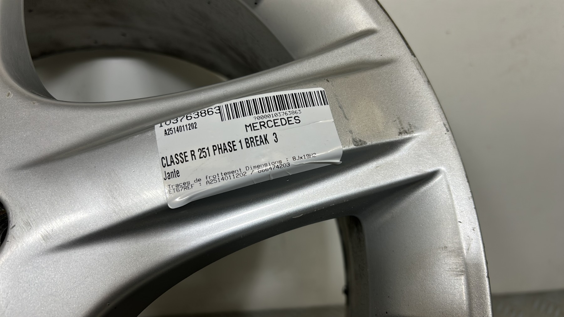 Jante MERCEDES CLASSE R 251 PHASE 1 BREAK – A2514011202