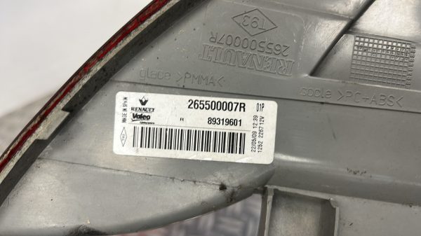 Feu arriere principal droit (feux) RENAULT MEGANE 3 PHASE 1 – 265500007R