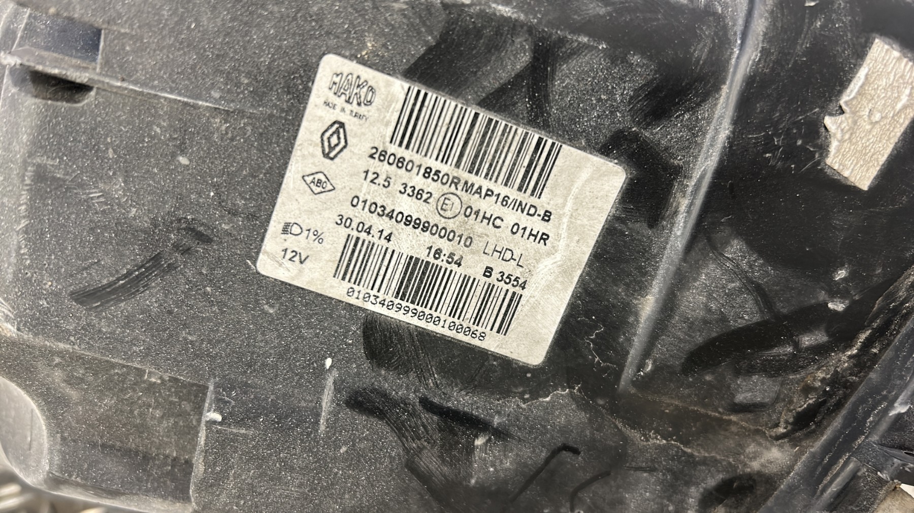 Optique avant principal gauche (feux)(phare) RENAULT CLIO 4 PHASE 1 – 260601850R