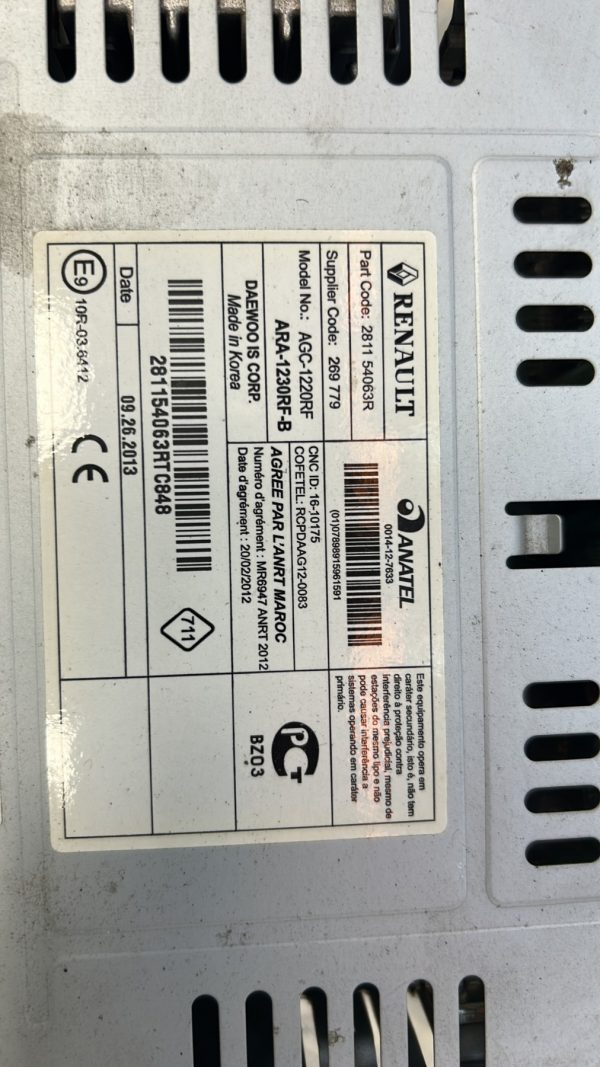 Autoradio d’origine RENAULT KANGOO 2 PHASE 2 – 281154063R