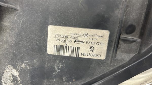 Optique avant principal gauche (feux)(phare) PEUGEOT 807 – 89006375