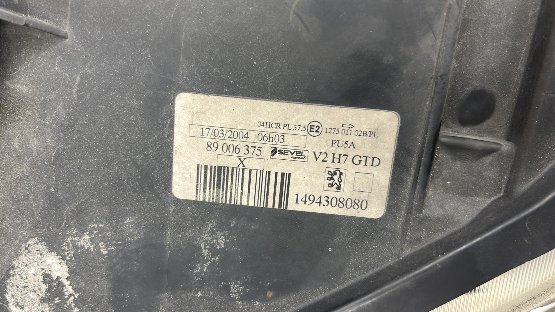 Optique avant principal gauche (feux)(phare) PEUGEOT 807 – 89006375