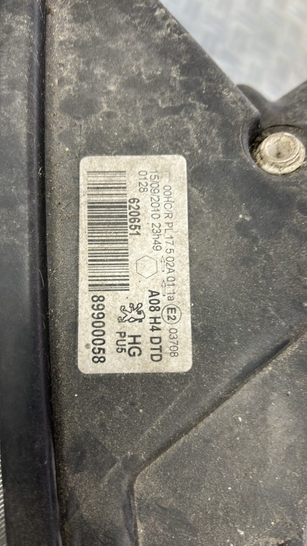 Optique avant principal droit (feux)(phare) PEUGEOT 1007 – 89900058