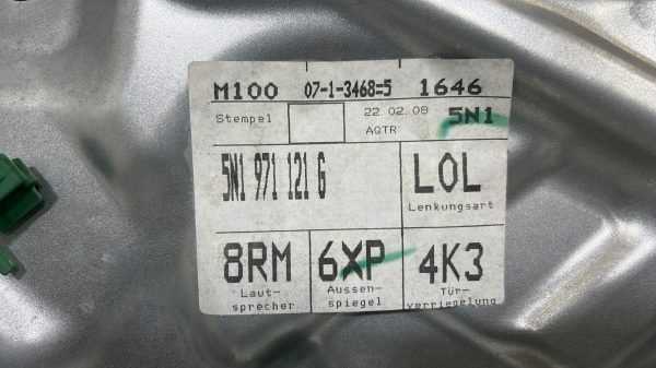 Leve vitre electrique avant droit VOLKSWAGEN TIGUAN 1 PHASE 1 – 5N1837730A
