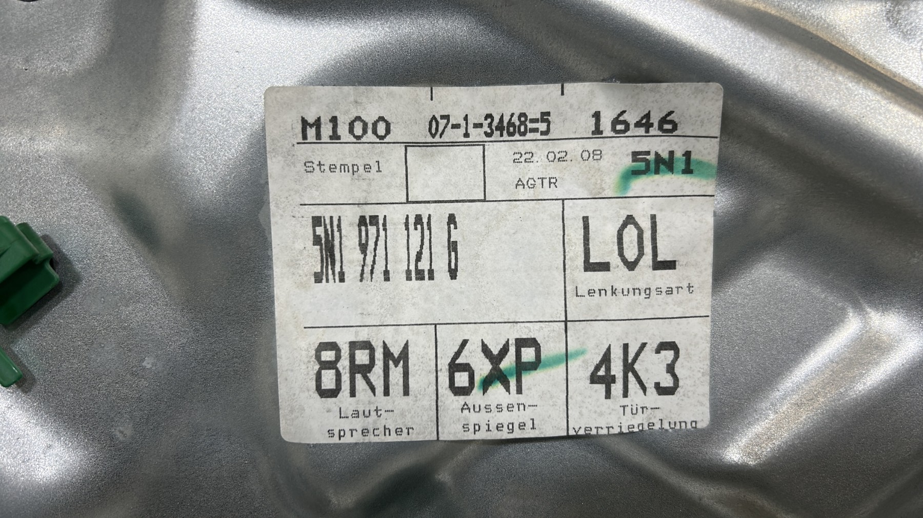 Leve vitre electrique avant droit VOLKSWAGEN TIGUAN 1 PHASE 1 – 5N1837730A