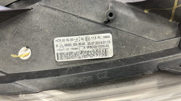 Optique avant principal droit (feux)(phare) CITROEN DS5 PHASE 1 – 9806092980