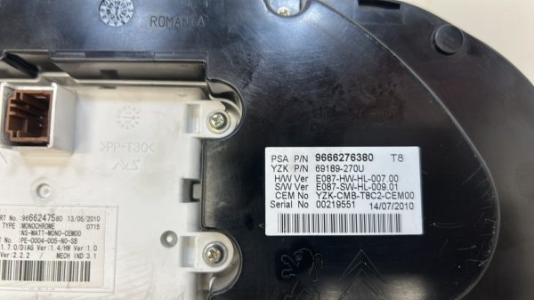 Compteur PEUGEOT 5008 1 PHASE 1 9666276380