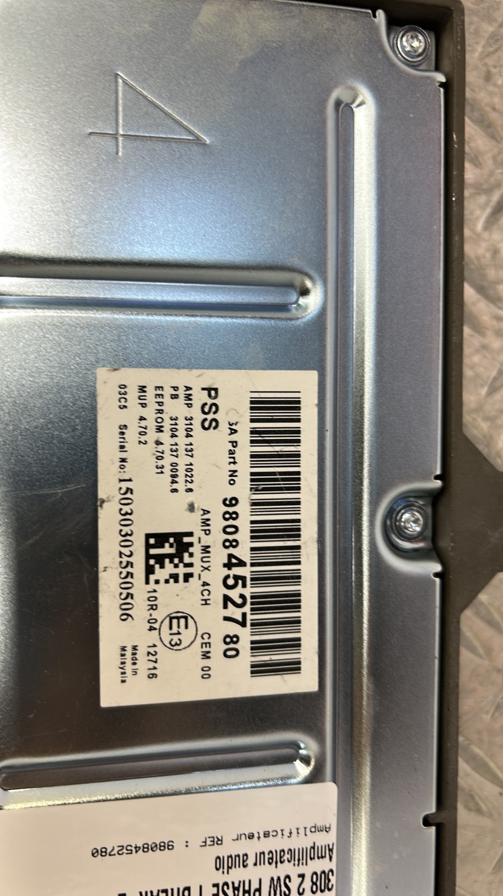 Amplificateur audio PEUGEOT 308 2 SW PHASE 1 BREAK 9808452780