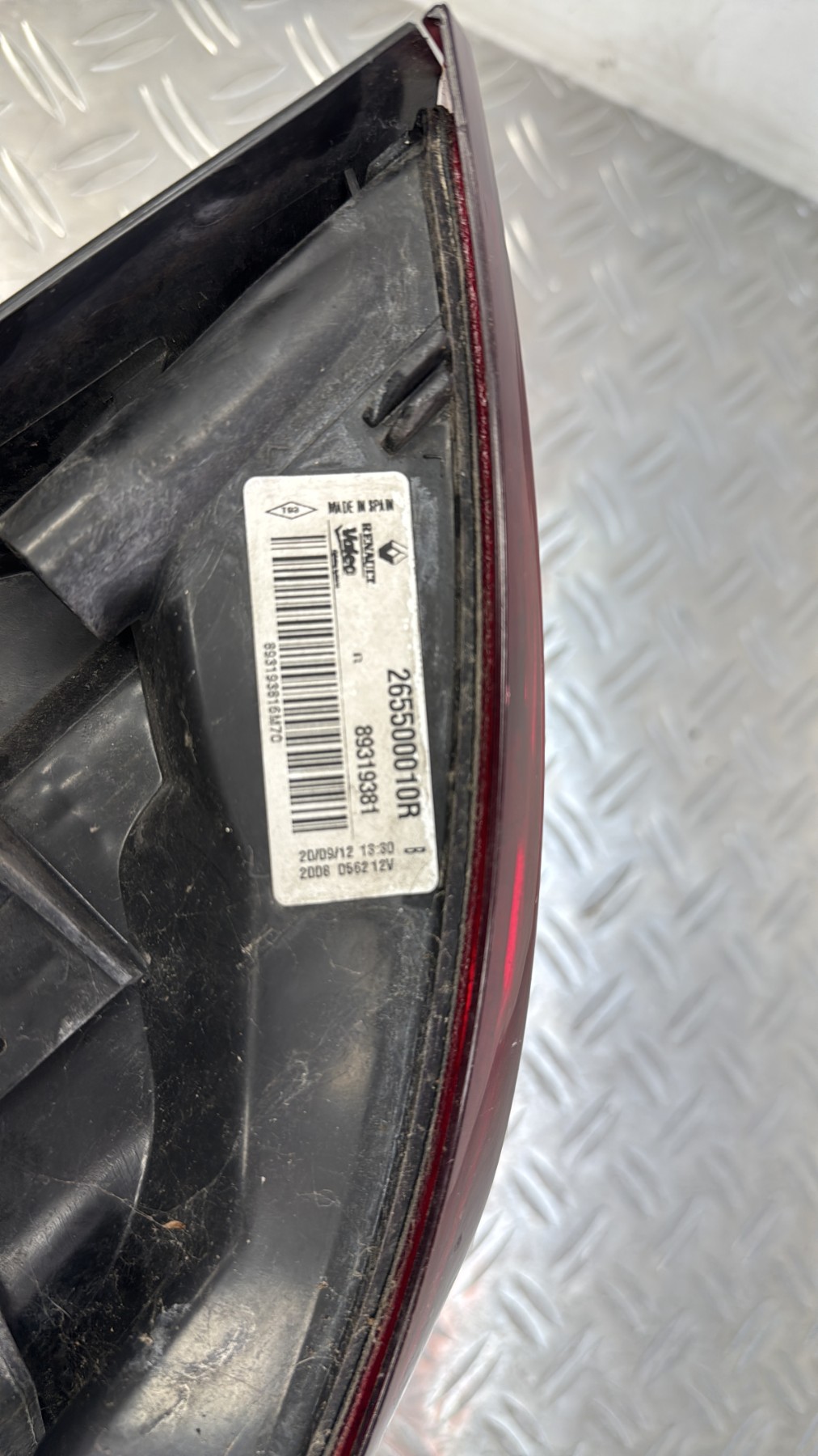 Feu arriere principal droit (feux) RENAULT MEGANE 3 PHASE 1 BREAK 265500010R