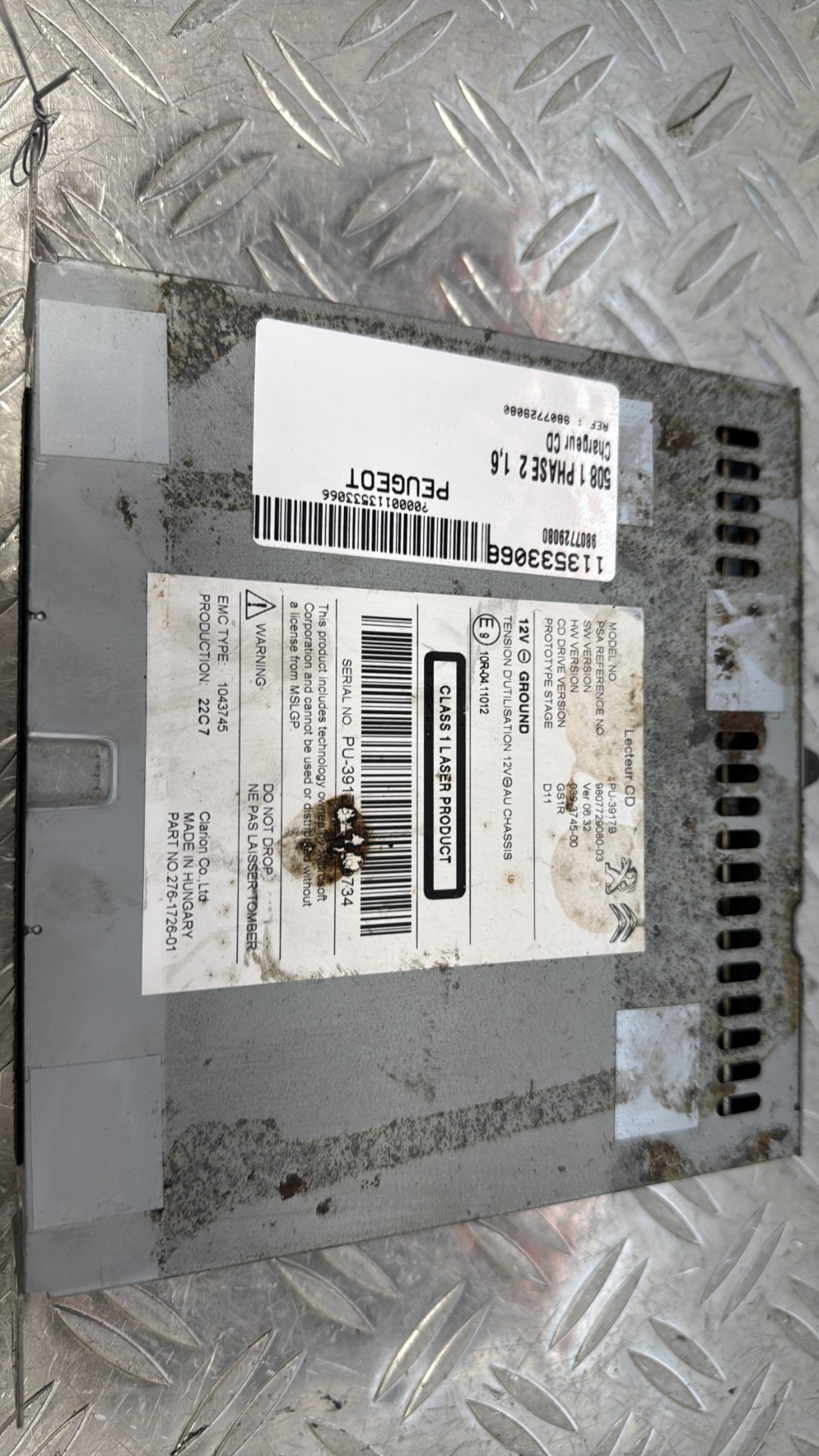 Chargeur CD PEUGEOT 508 1 PHASE 2 9807729080