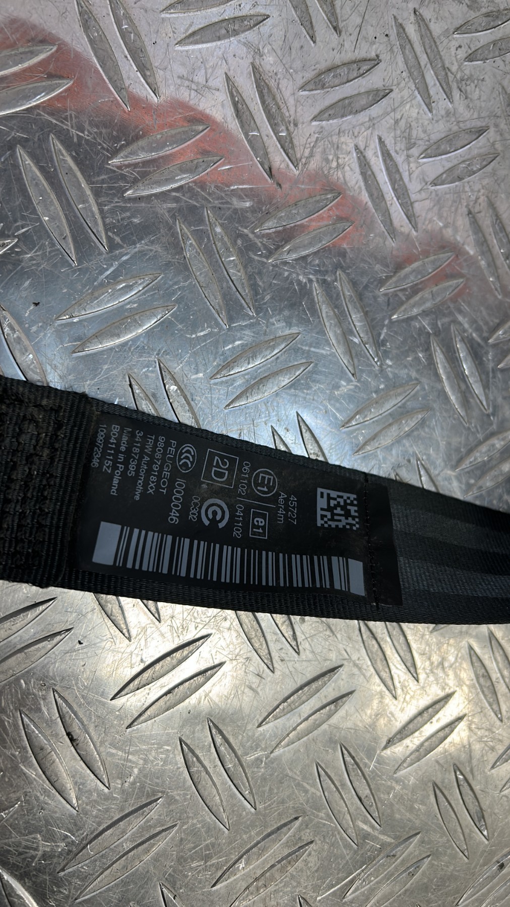 Ceinture arriere droit PEUGEOT 308 2 PHASE 1 98087918XX