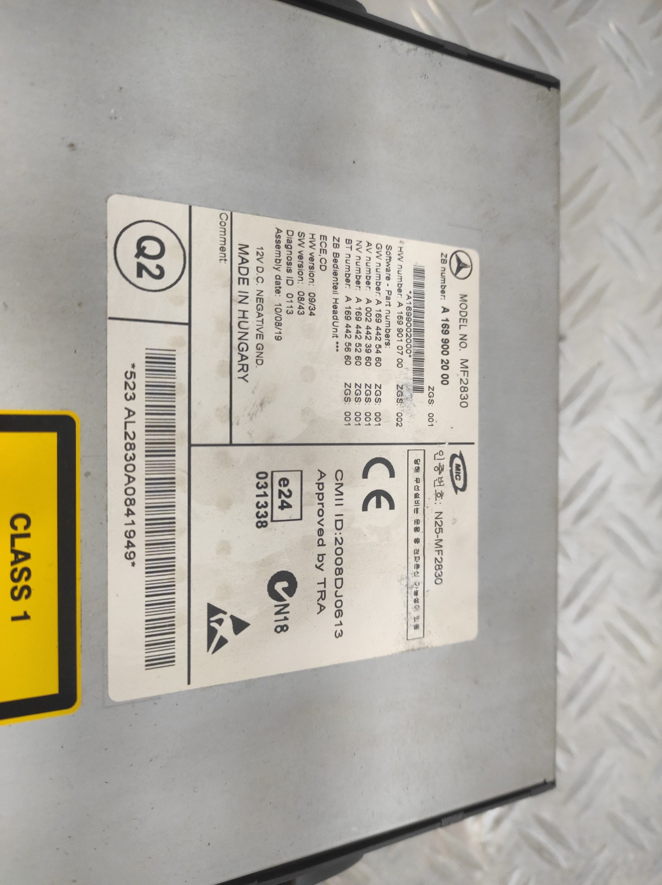 Autoradio d&rsquo;origine MERCEDES CLASSE A 169 PHASE 1 – A1699002000