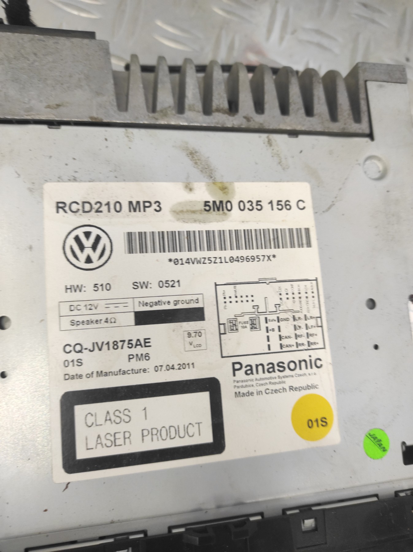 Autoradio d&rsquo;origine VOLKSWAGEN POLO 5 PHASE 1 – 5M0057156