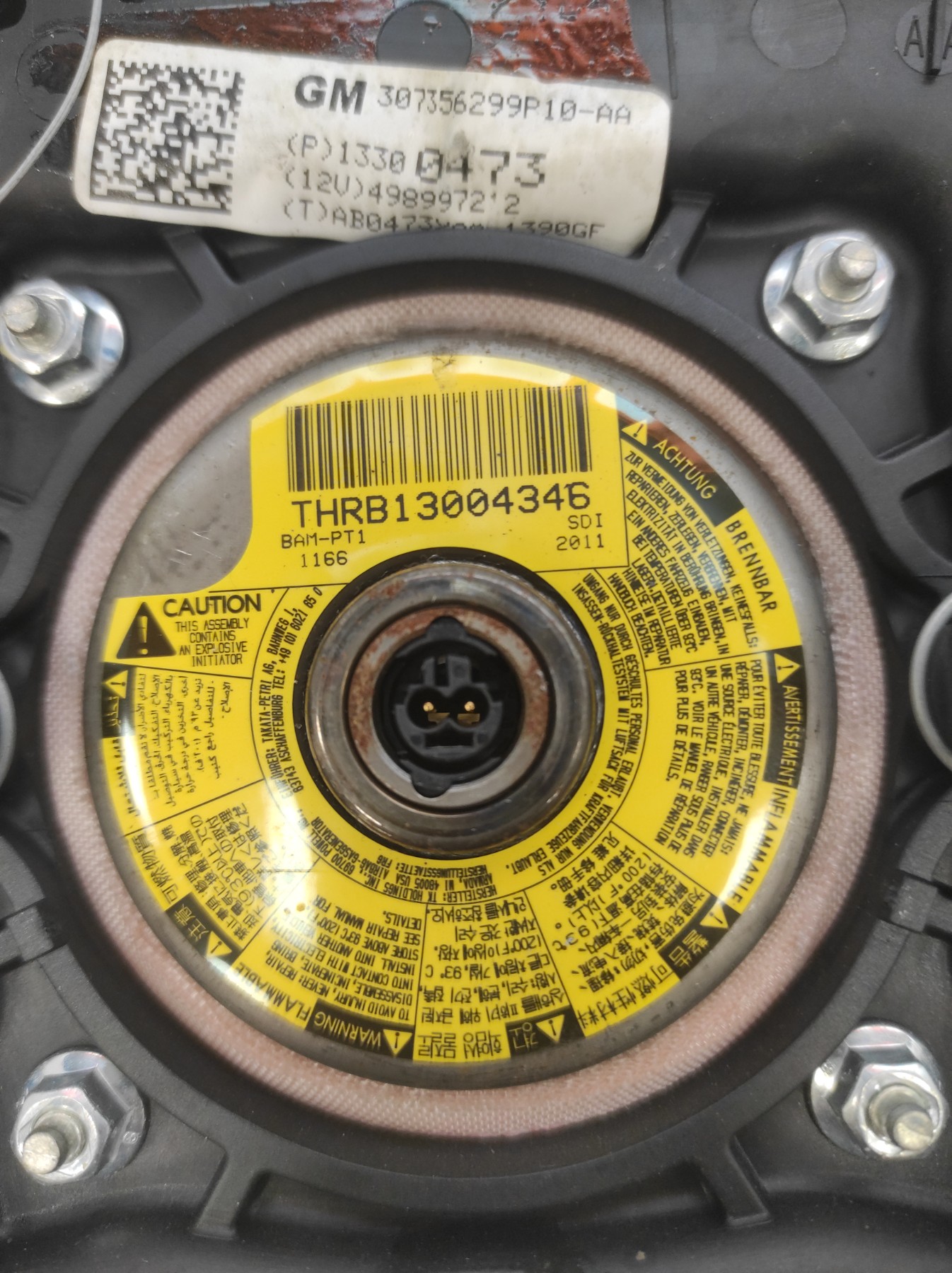 Air bag conducteur OPEL MERIVA B PHASE 1 – 307356299P10