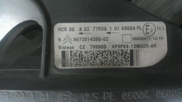 Optique avant principal droit (feux)(phare) CITROEN C3 2 – 9673814380
