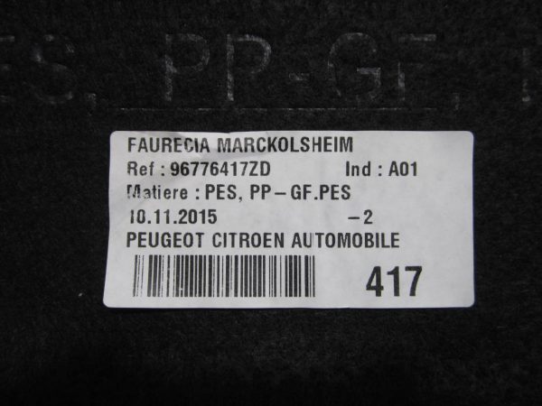 Plage arriere PEUGEOT 308 2 PHASE 1 – 96776417ZD