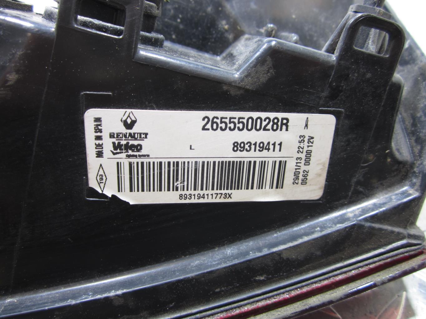 Feu arriere secondaire gauche (feux) RENAULT MEGANE 3 PHASE 1 – 265550028r