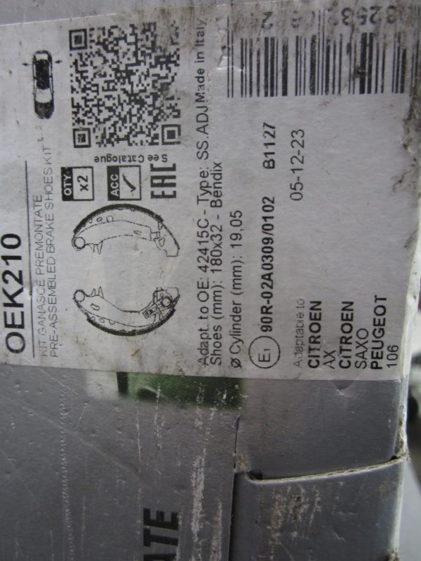 Kit de freins arriere PEUGEOT/CITROEN 106/AX/Saxo – oek210