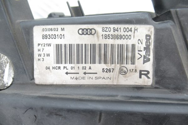 Optique avant droit Valeo Audi A2 89303101