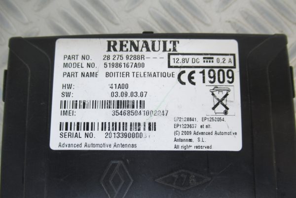 Boitier télématique pour téléphone Renault Kangoo 2 282759288R