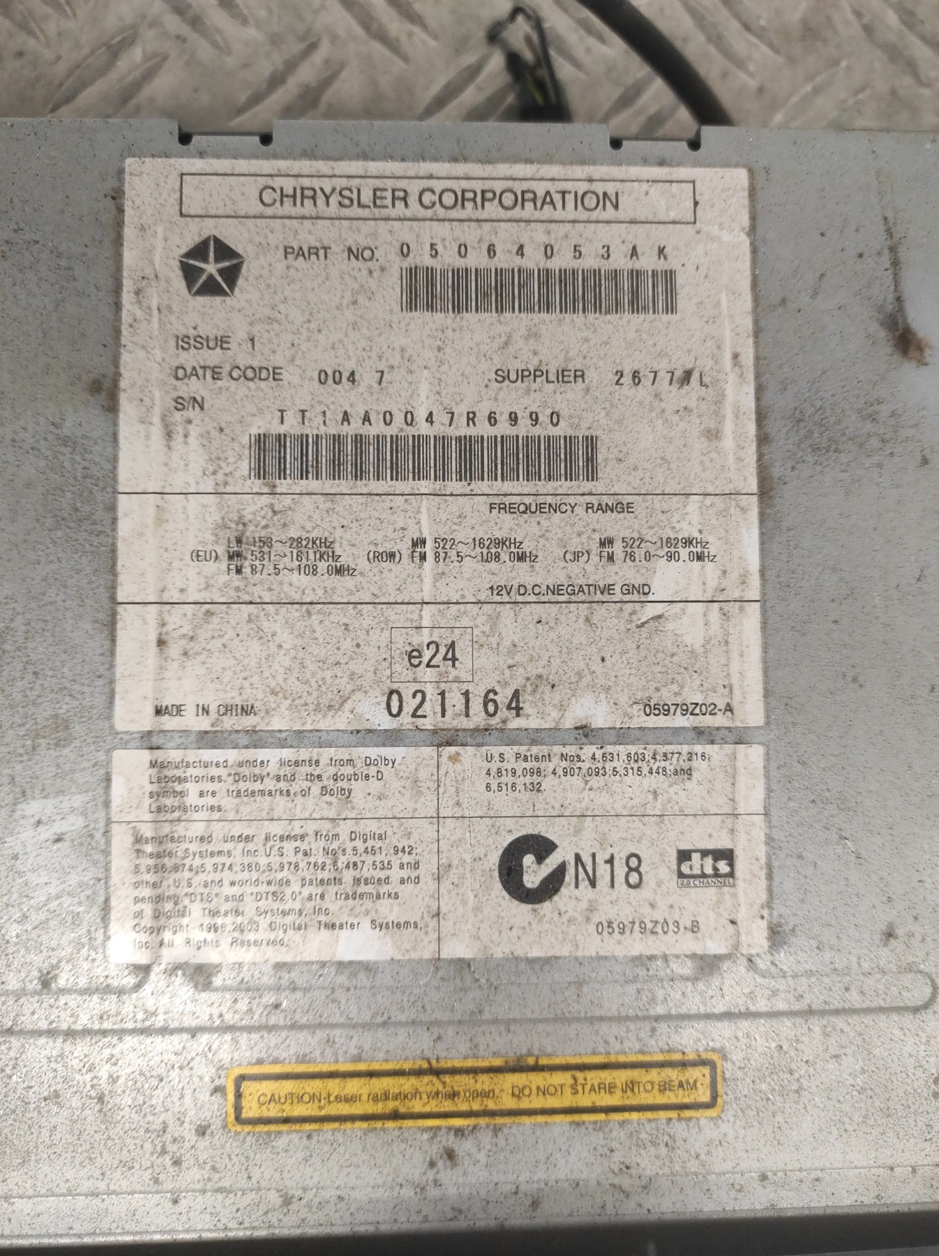 Autoradio d’origine DODGE NITRO – 05064053AK