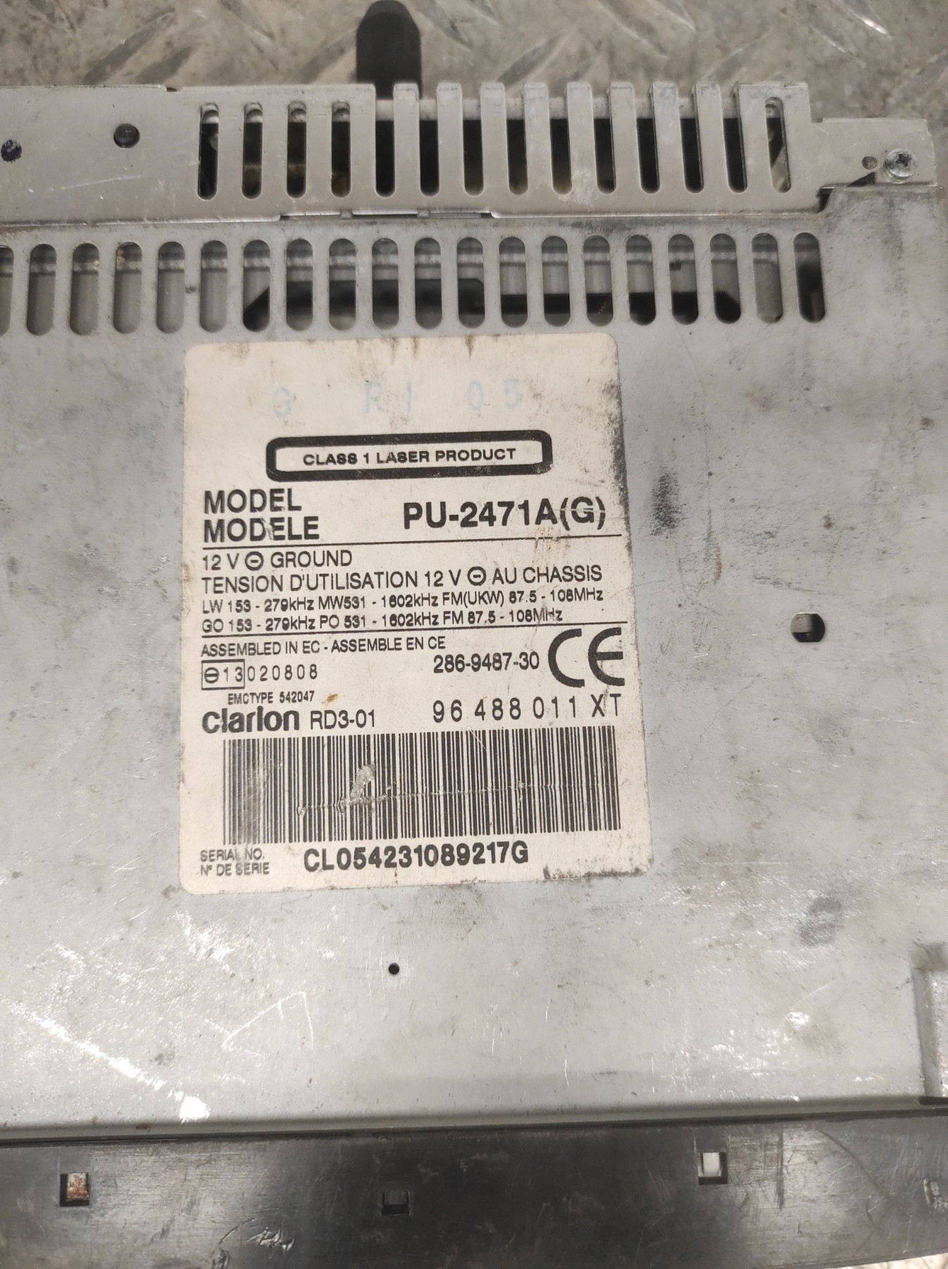 Autoradio d’origine PEUGEOT 206 PHASE 1 – 96488011XT