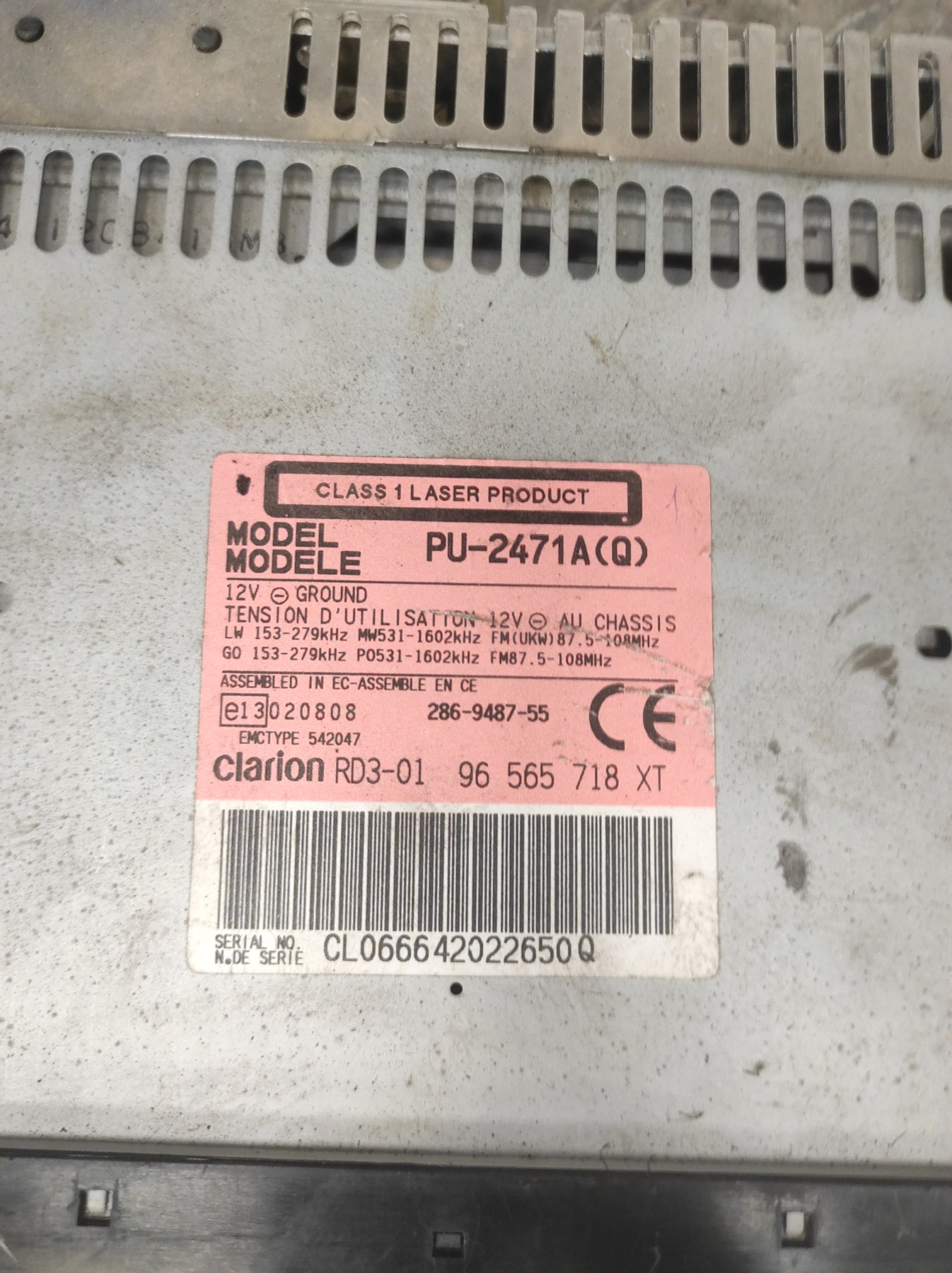 Autoradio d’origine CITROEN C2 PHASE 1 – 96565718XT