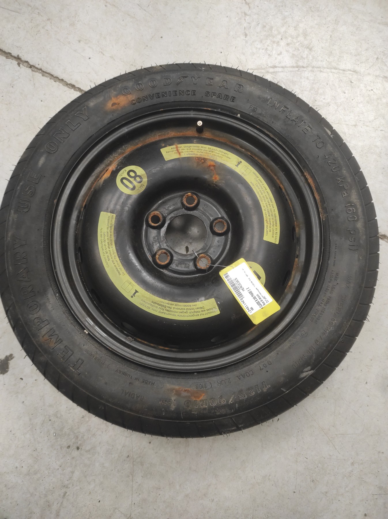 Roue de secours MERCEDES CLASSE B 245 PHASE 2 – XXXX