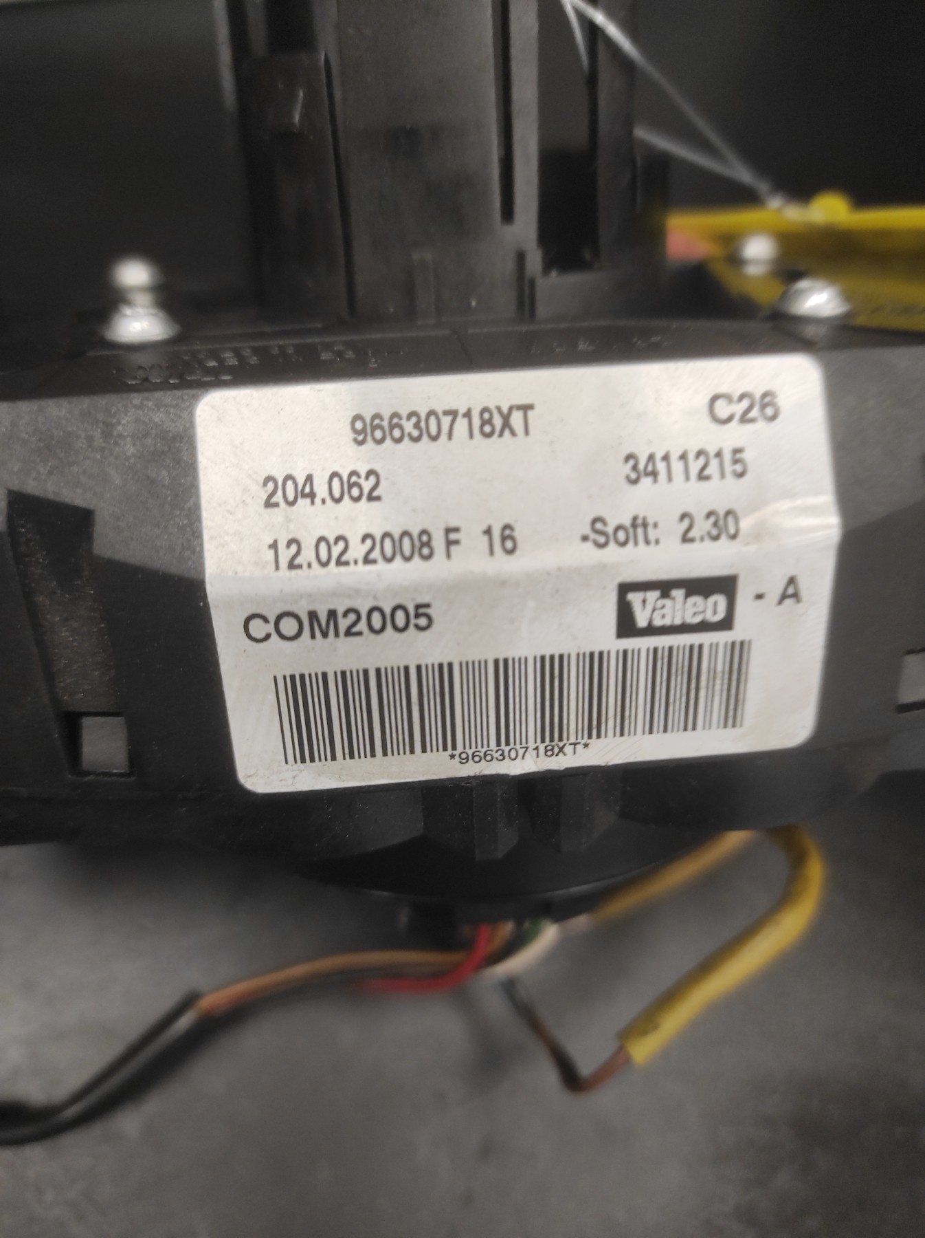 Com (Bloc Contacteur Tournant+Commodo Essuie Glace+Commodo Phare) PEUGEOT 207 PHASE 1 BREAK – 96630718XT