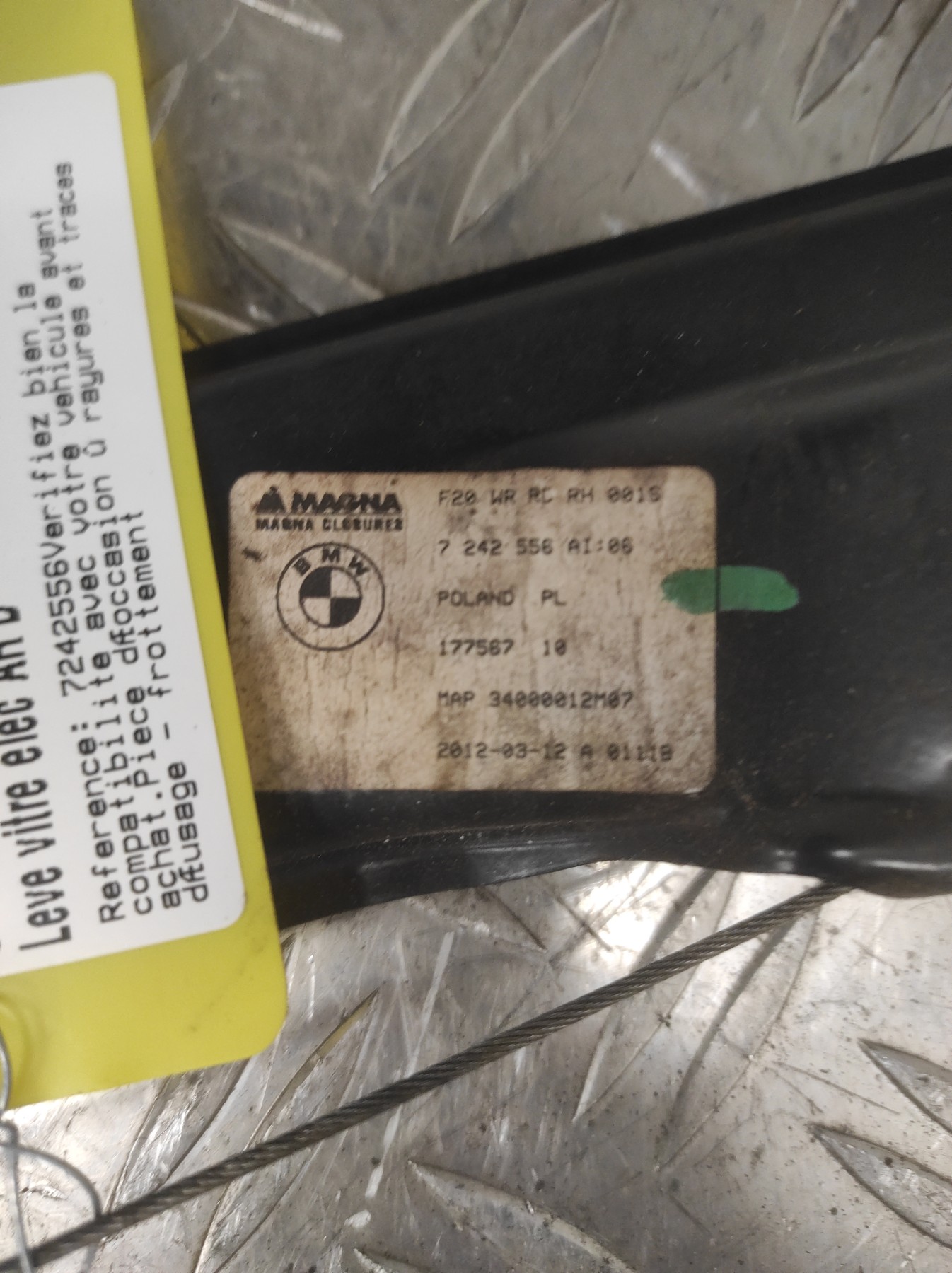 Leve vitre electrique arriere droit BMW SERIE 1 F20 PHASE 1 – 7242556